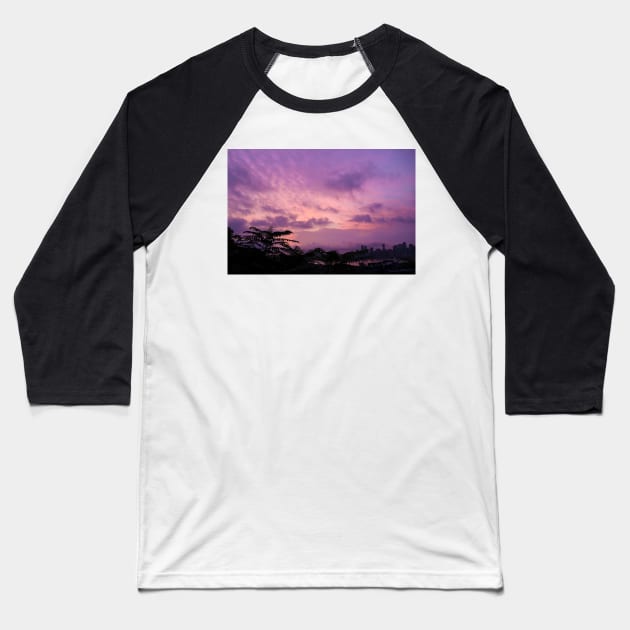 Pink Sky Baseball T-Shirt by EduardoRamon